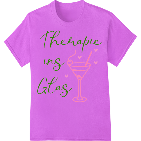 Therapie ins Glas: Toast to Love & Wellness on purple shirt - SUPERDTF-DTF Prints-DTF Transfers-Custom DTF Prints