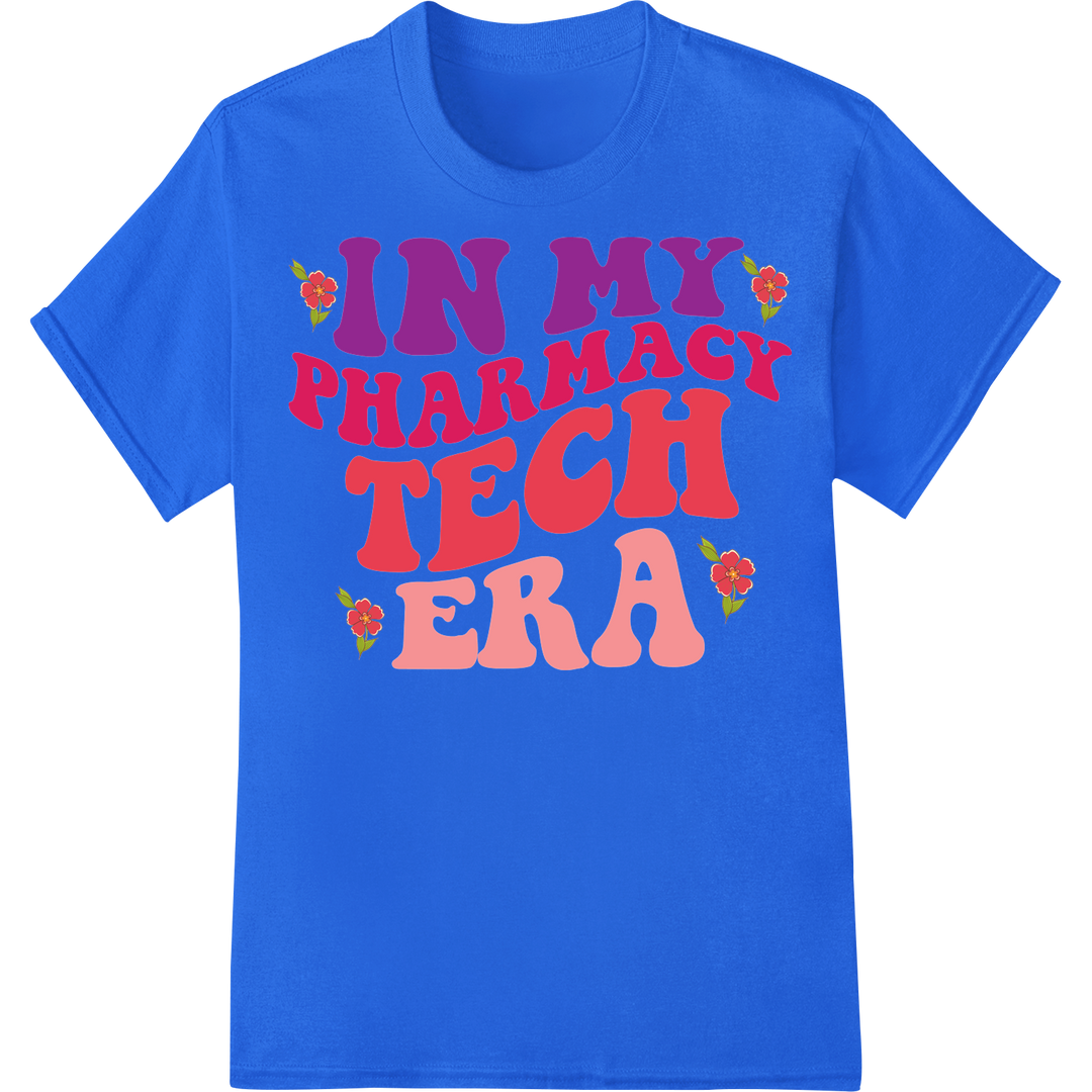 Vibrant Pharmacy Tech Pride DTF Transfer Print | Colorful on blue shirt - SUPERDTF-DTF Prints-DTF Transfers-Custom DTF Prints