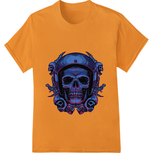 Edgy Skull Pilot Illustration - Bold DTF Print Design enhanced with professional personalized clothing