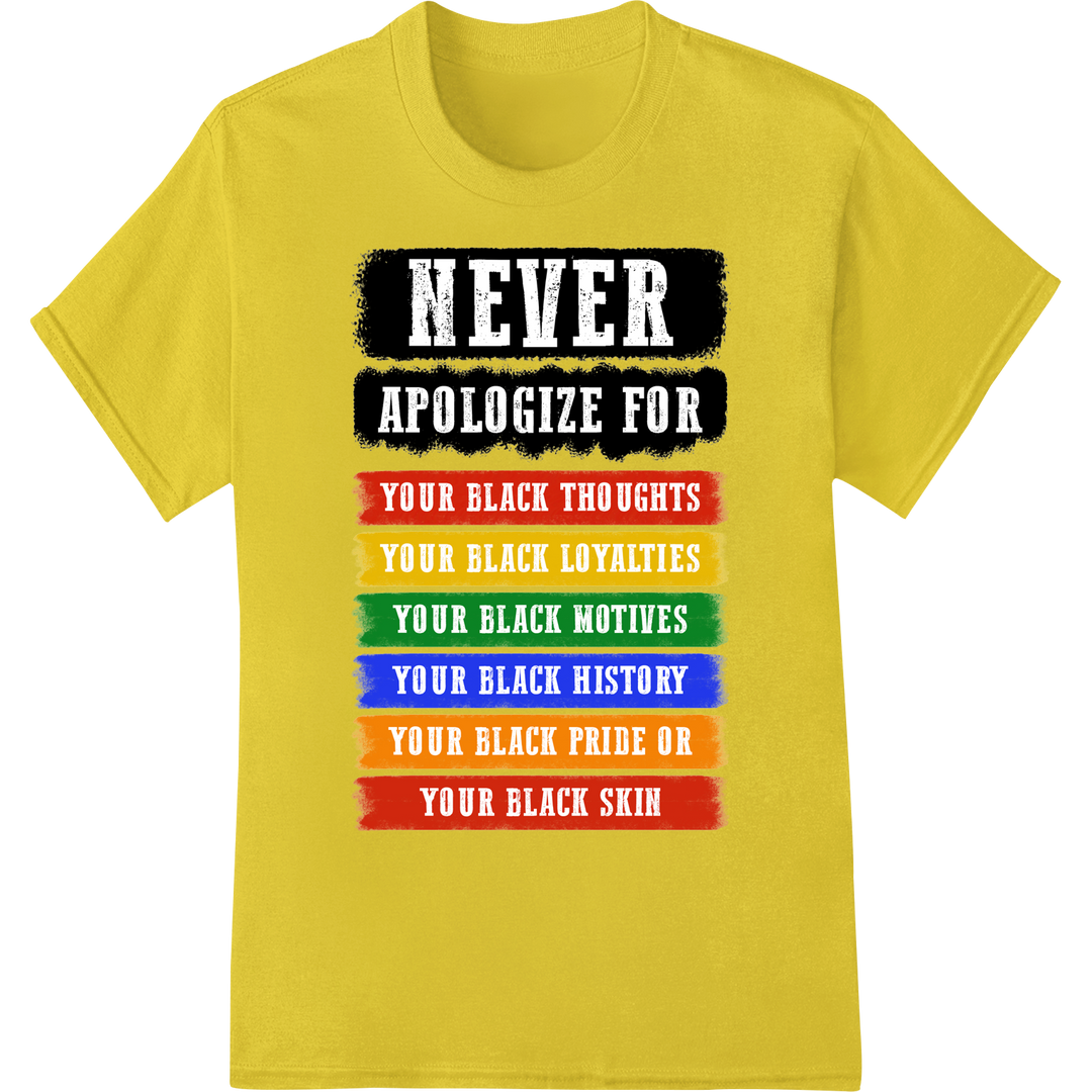 Unapologetic Black Pride | BLM | Black History DTF Print on yellow shirt - SUPERDTF-DTF Prints-DTF Transfers-Custom DTF Prints