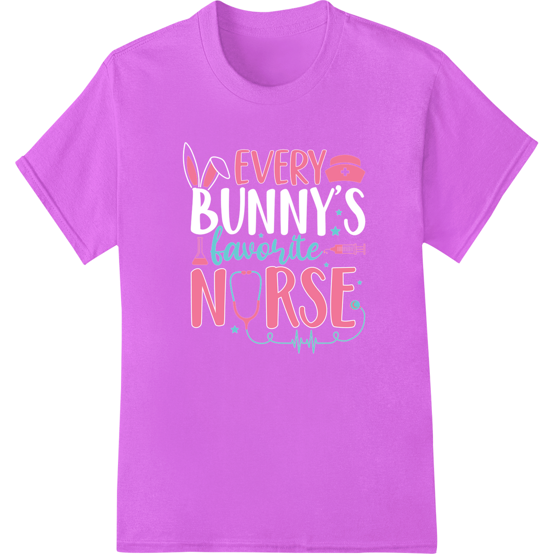 Adorable Easter Print for Every Favorite Nurse | DTF Transfer on purple shirt - SUPERDTF-DTF Prints-DTF Transfers-Custom DTF Prints