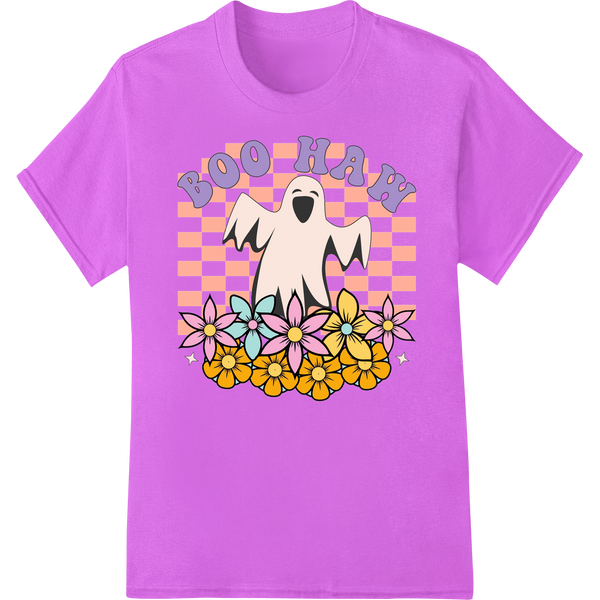 Adorable Ghost Halloween Heat Transfer Design on purple shirt - SUPERDTF-DTF Prints-DTF Transfers-Custom DTF Prints