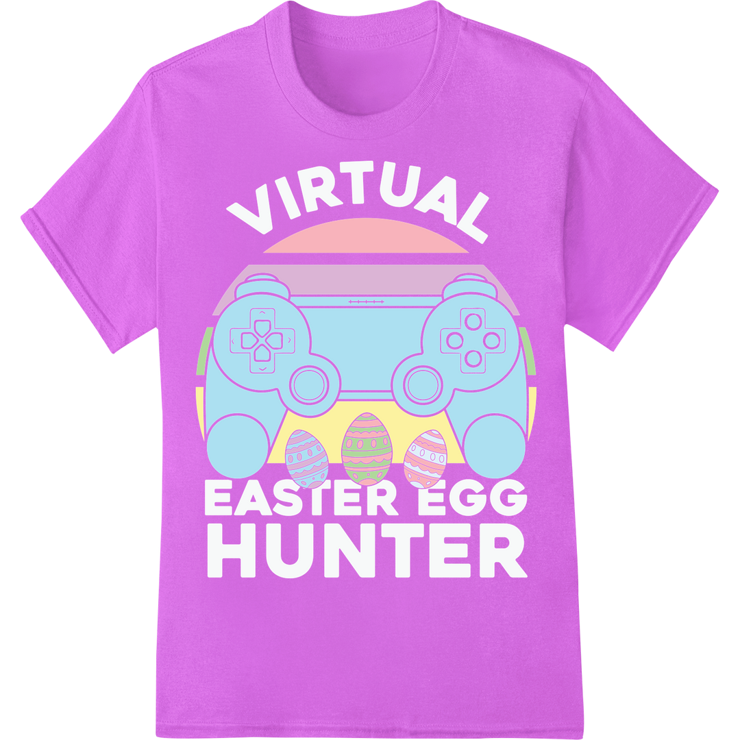 Playful Easter Gaming Console Print | DTF Heat Transfer on purple shirt - SUPERDTF-DTF Prints-DTF Transfers-Custom DTF Prints