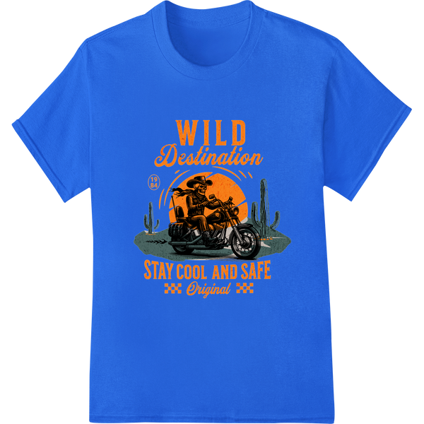 Wild Motorcycle Desert Adventure DTF Print Heat Transfer with custom DTF print shop artwork