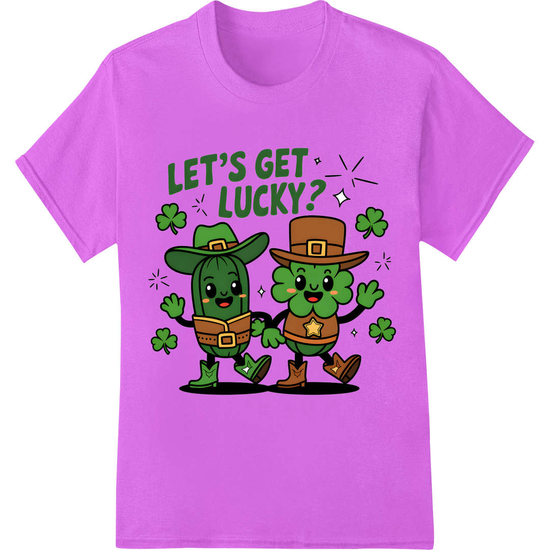 Lucky Leprechaun Clovers - St. Patrick's Day DTF Print on purple shirt - SUPERDTF-DTF Prints-DTF Transfers-Custom DTF Prints