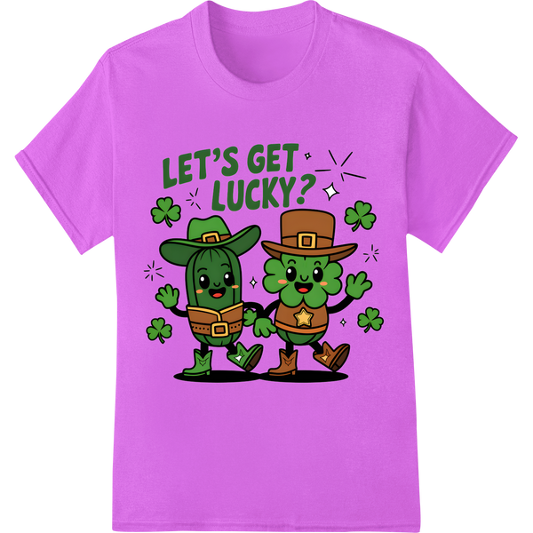 Lucky Leprechaun Clovers - St. Patrick's Day DTF Print on purple shirt - SUPERDTF-DTF Prints-DTF Transfers-Custom DTF Prints