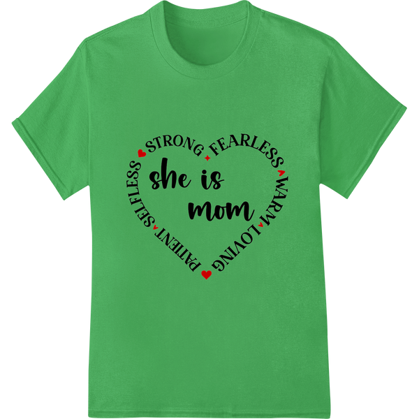 She is Mom: Celebrate Motherhood with this Heartfelt DTF Print on green shirt - SUPERDTF-DTF Prints-DTF Transfers-Custom DTF Prints