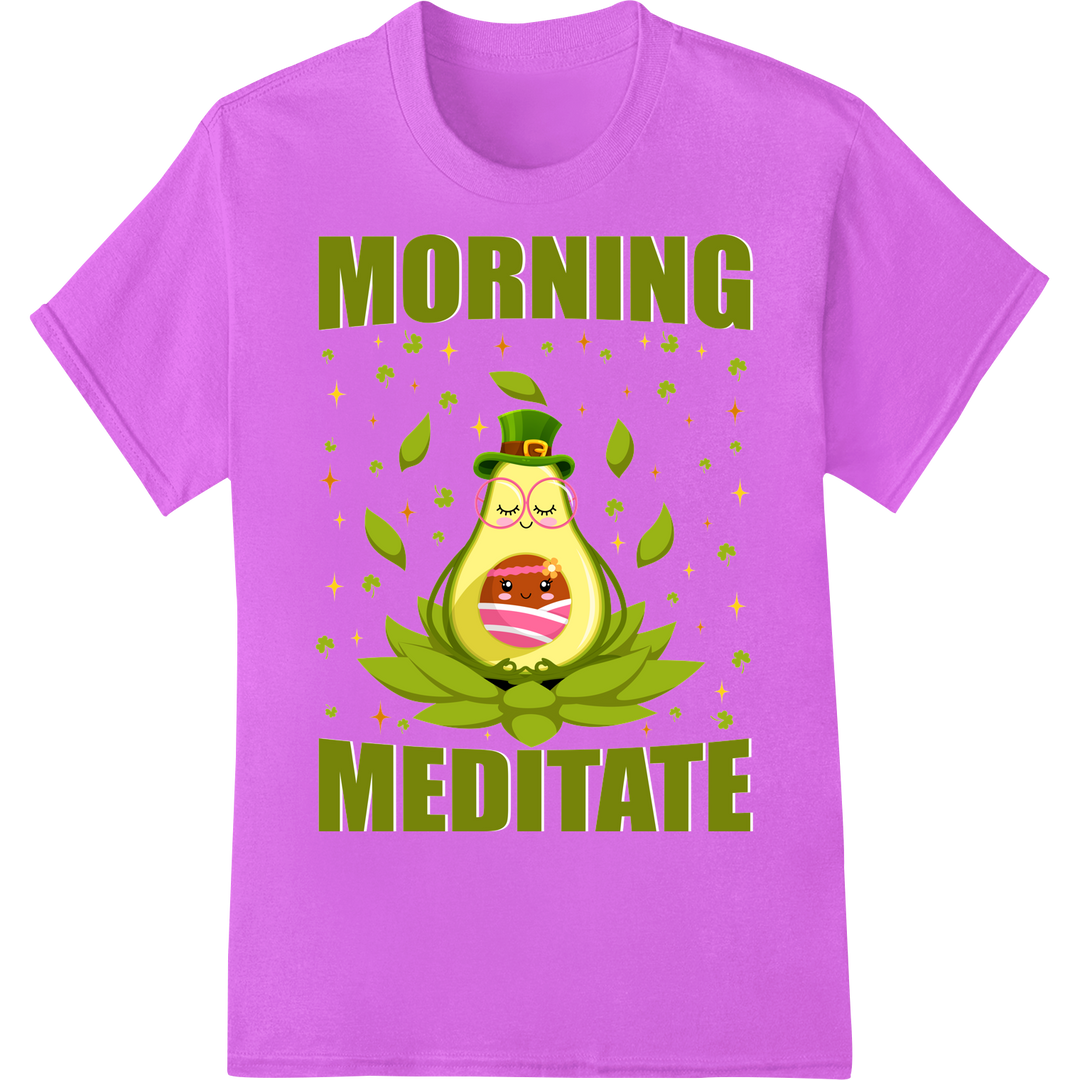 Adorable Avocado Leprechaun: St. Patrick's Day Meditation on purple shirt - SUPERDTF-DTF Prints-DTF Transfers-Custom DTF Prints