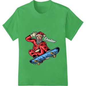 Rad Santa Claus Skateboarding Christmas Heat Transfer enhanced with professional t shirt prints