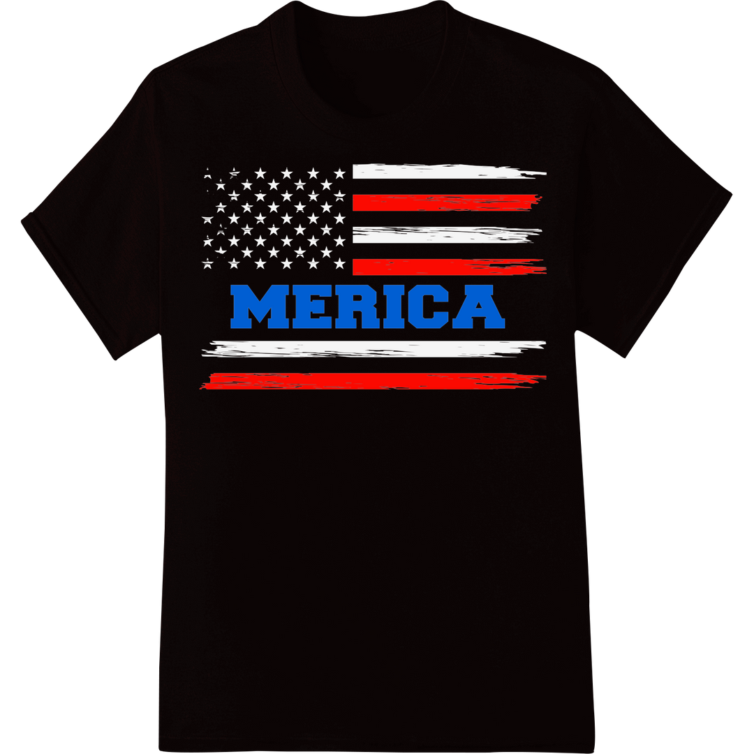 Bold MERICA DTF Print Heat Transfer | Patriotic USA Design on black shirt - SUPERDTF-DTF Prints-DTF Transfers-Custom DTF Prints