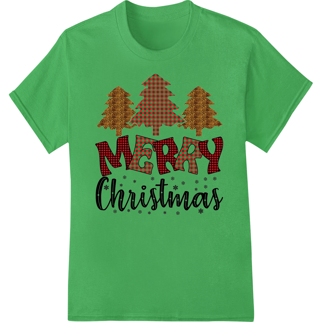 Festive 'MERRY Christmas' Heat Transfer Design | Super DTF on green shirt - SUPERDTF-DTF Prints-DTF Transfers-Custom DTF Prints