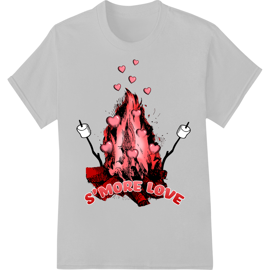 Ignite Romance: 'S'more Love' Camping Valentine's DTF Print on white shirt - SUPERDTF-DTF Prints-DTF Transfers-Custom DTF Prints