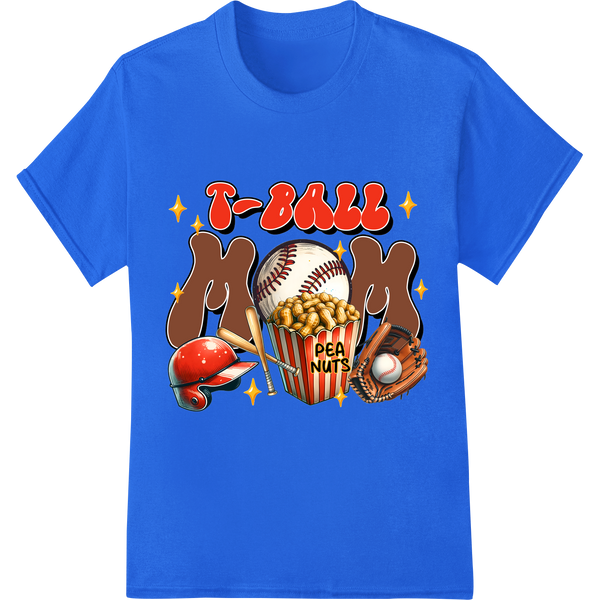 Home Run Ready: Playful Baseball T-Ball DTF Transfer Print on blue shirt - SUPERDTF-DTF Prints-DTF Transfers-Custom DTF Prints