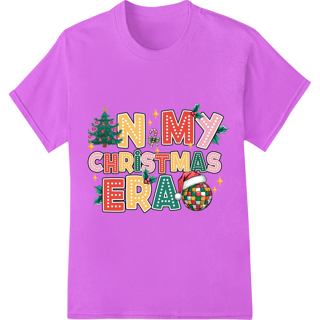 Groovy 'An my christmas era' Retro Holiday DTF Print Transfer on purple shirt - SUPERDTF-DTF Prints-DTF Transfers-Custom DTF Prints