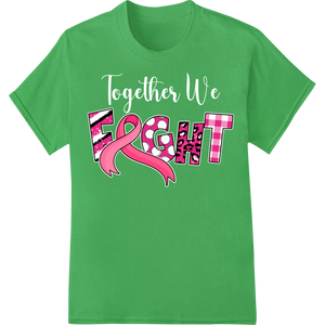 Fight Breast Cancer Pink Ribbon DTF Print Heat Transfer on green shirt - SUPERDTF-DTF Prints-DTF Transfers-Custom DTF Prints