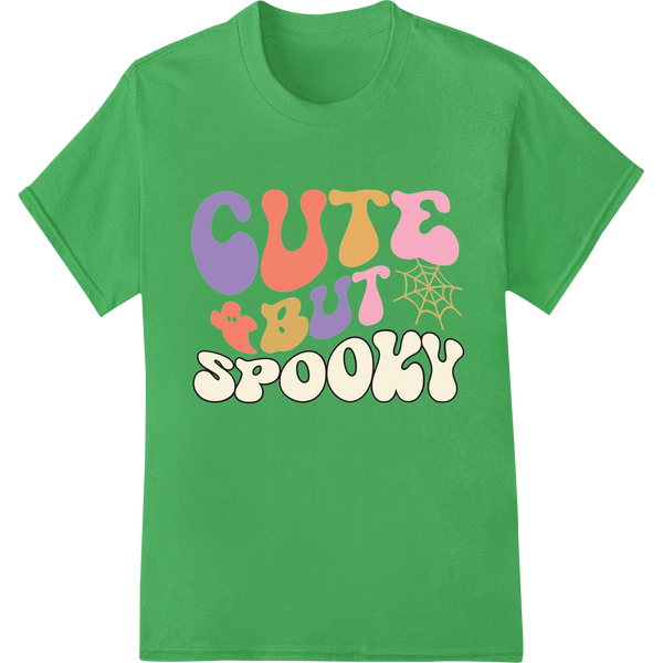 Hauntingly Adorable 'CUTE SPOOKY' Halloween DTF Print on green shirt - SUPERDTF-DTF Prints-DTF Transfers-Custom DTF Prints