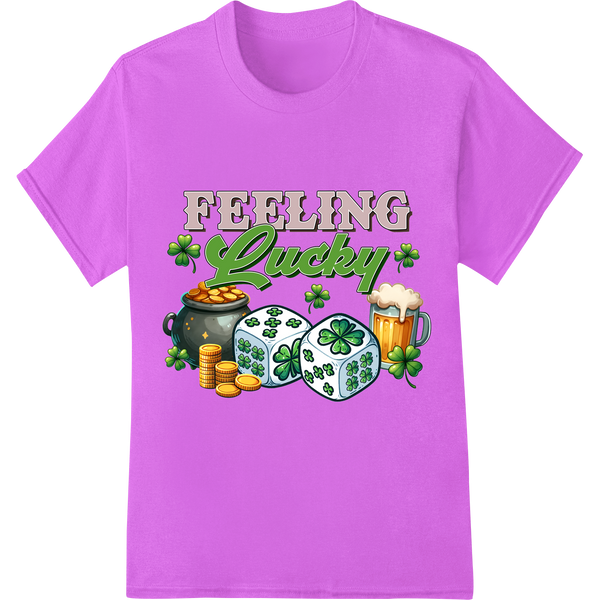 Press Your Luck: Vibrant St. Patrick's Day DTF Print Transfer on purple shirt - SUPERDTF-DTF Prints-DTF Transfers-Custom DTF Prints