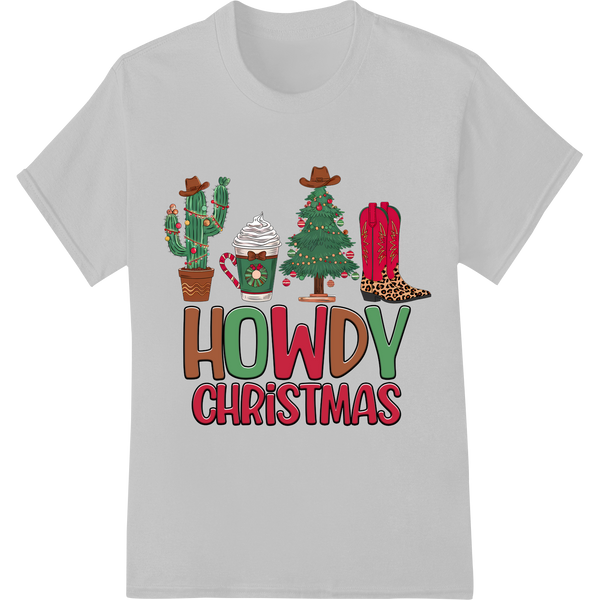 Rustic Howdy Christmas DTF Print Heat Transfer on white shirt - SUPERDTF-DTF Prints-DTF Transfers-Custom DTF Prints