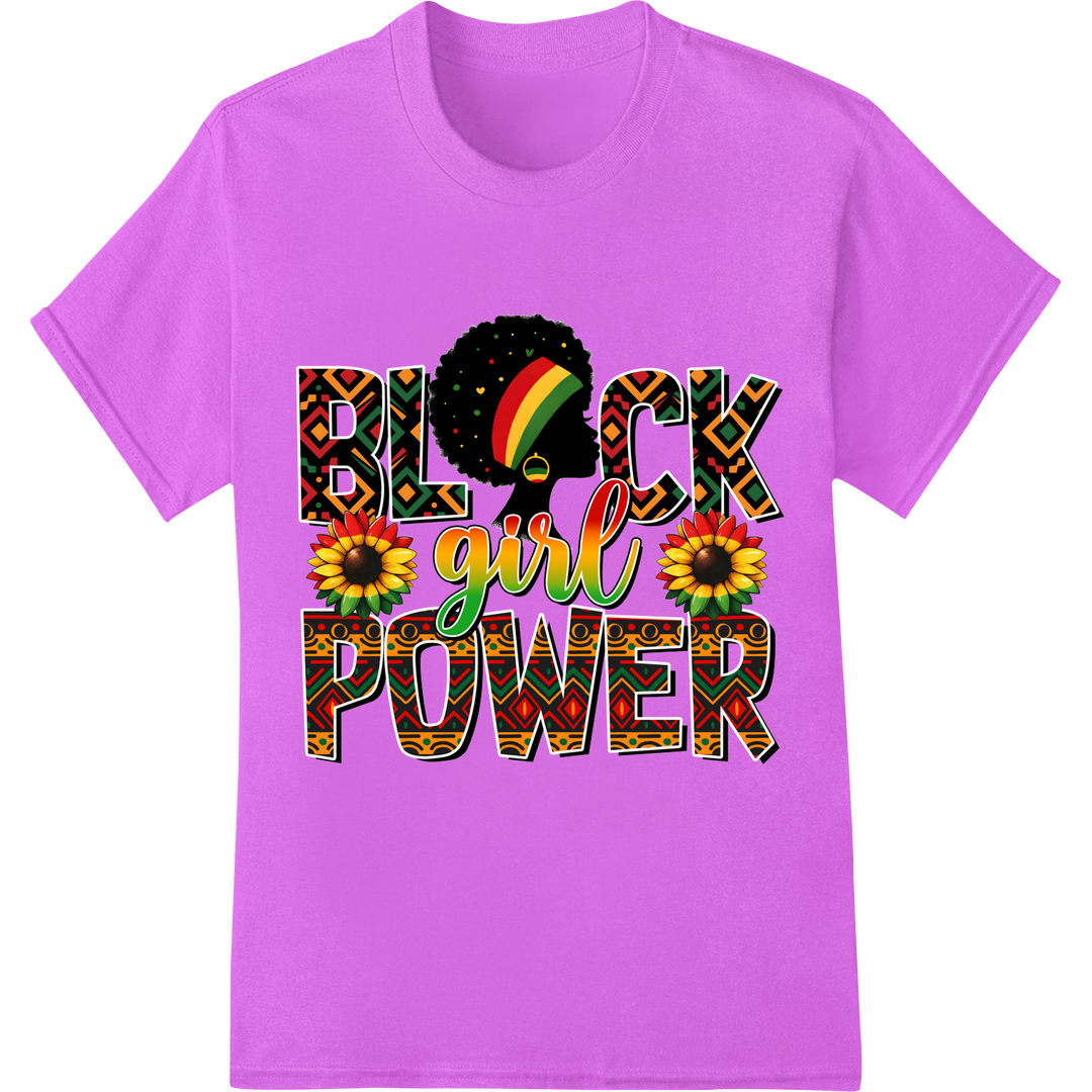 Empower Your Look: Bold 'Black Girl Power' DTF Print on purple shirt - SUPERDTF-DTF Prints-DTF Transfers-Custom DTF Prints