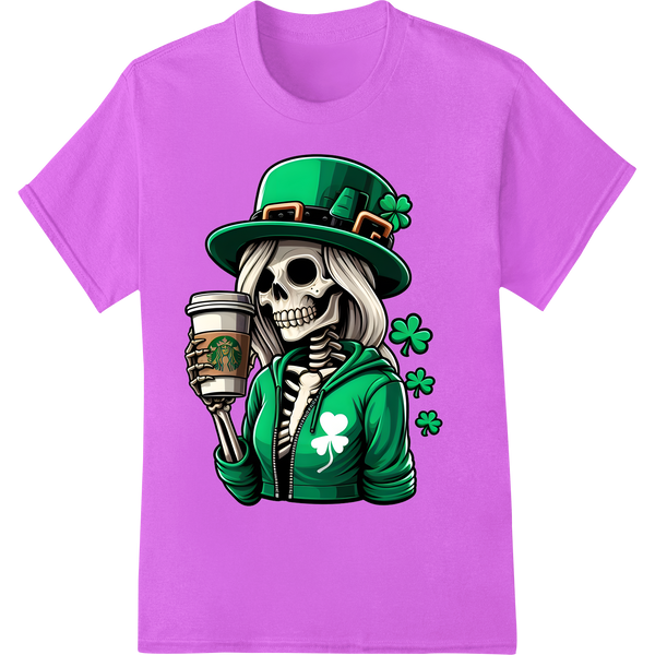 Spooky St. Patrick's Skeleton DTF Print Heat Transfer on purple shirt - SUPERDTF-DTF Prints-DTF Transfers-Custom DTF Prints