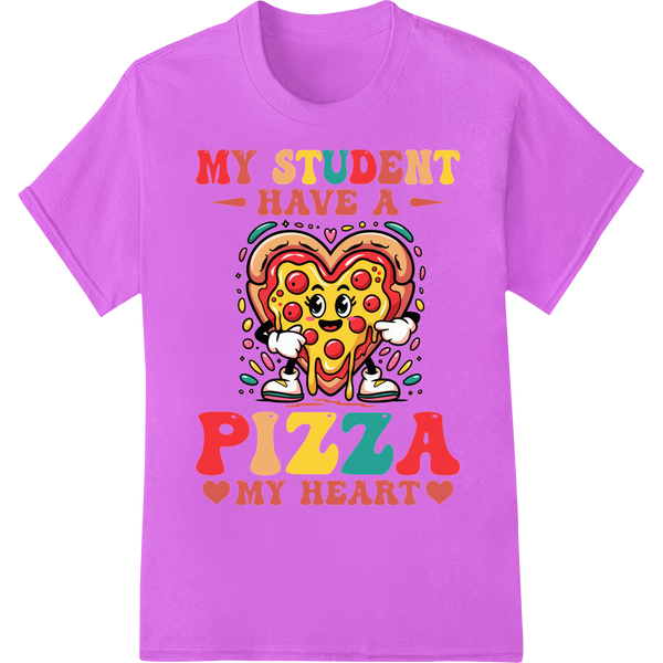 Adorable 'My Student Have a Pizza My Heart' Teacher Tee on purple shirt - SUPERDTF-DTF Prints-DTF Transfers-Custom DTF Prints