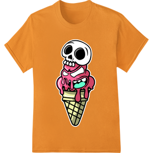 Expert custom DTF designs craftsmanship on Edgy Skull Ice Cream Cone - Dark Humor Graphic Design