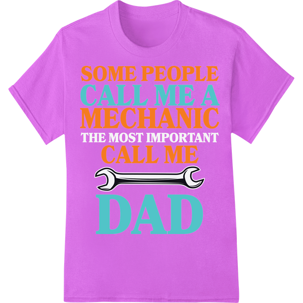 Mechanic Dad DTF Print Heat Transfer | Father's Day Gift on purple shirt - SUPERDTF-DTF Prints-DTF Transfers-Custom DTF Prints