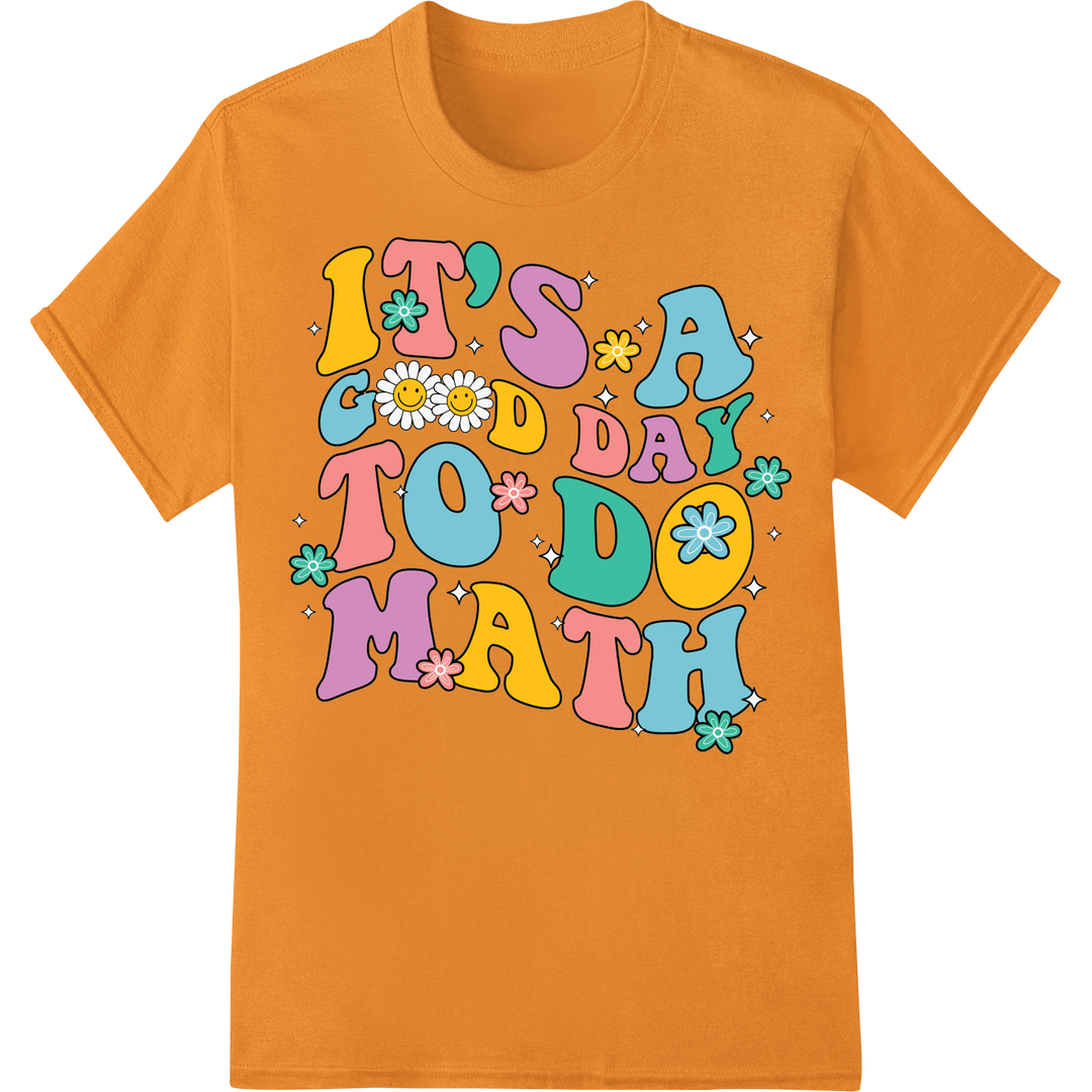 Vibrant Math Symbols DTF Print Heat Transfer | Edu-Fun on orange shirt - SUPERDTF-DTF Prints-DTF Transfers-Custom DTF Prints