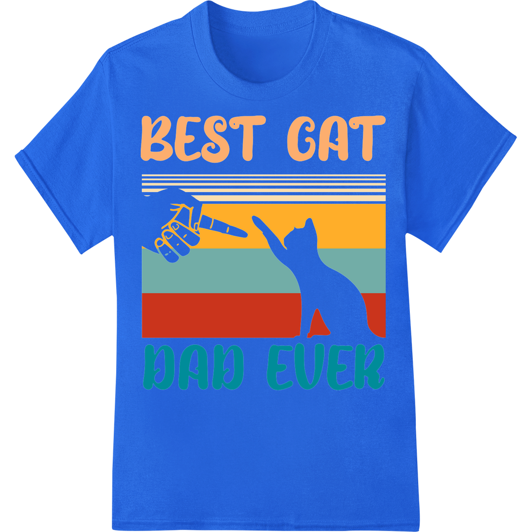 Best Cat Dad Ever - Purr-fect Father's Day DTF Print Gift on blue shirt - SUPERDTF-DTF Prints-DTF Transfers-Custom DTF Prints