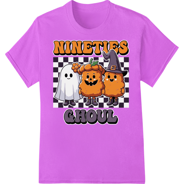 Adorable '90s Halloween Pumpkins - Retro Spooky Vibes on purple shirt - SUPERDTF-DTF Prints-DTF Transfers-Custom DTF Prints