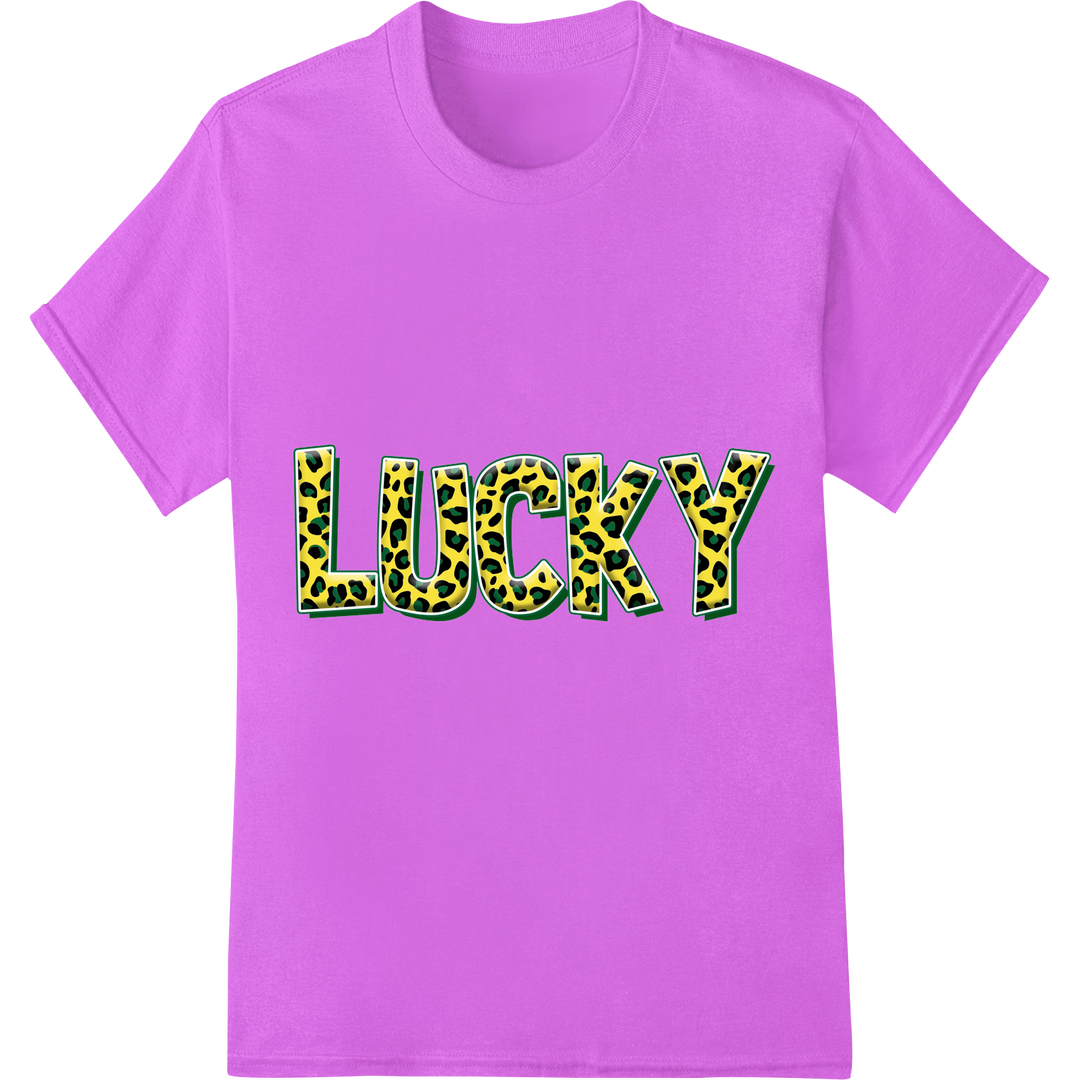 Lucky Cheetah Print Saint Patrick's Day DTF Transfer on purple shirt - SUPERDTF-DTF Prints-DTF Transfers-Custom DTF Prints