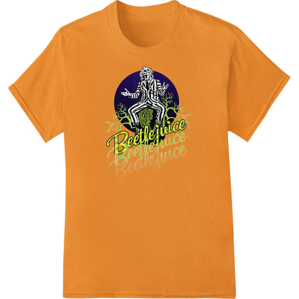 Beetlejuice: Haunting Style for Your Wardrobe on orange shirt - SUPERDTF-DTF Prints-DTF Transfers-Custom DTF Prints