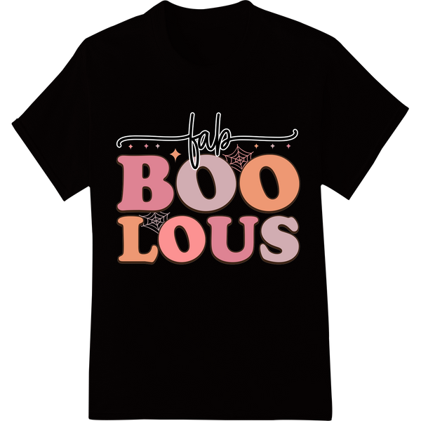 Fab Boo Lous Halloween design with ghosts, pumpkins, and spooky text - black and orange DTF print heat transfer vinyl