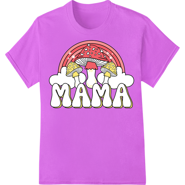 Retro Rainbow 'MAMA' Mushroom DTF Print Heat Transfer on purple shirt - SUPERDTF-DTF Prints-DTF Transfers-Custom DTF Prints