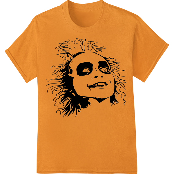 Creepy Zombie Face - Macabre Halloween Vector Illustration on orange shirt - SUPERDTF-DTF Prints-DTF Transfers-Custom DTF Prints