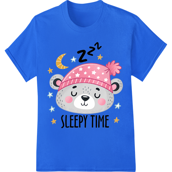 Sleepy Bear Dream DTF Print | Cute Animal Heat Transfer on blue shirt - SUPERDTF-DTF Prints-DTF Transfers-Custom DTF Prints