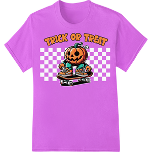 Skateboarding Pumpkin Halloween Trick or Treat DTF Print - High-quality DTF heat transfers