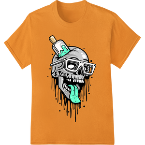 Custom t shirt prints design - Eerie Zombie Skull Graphic Heat Transfer - Spooky Halloween