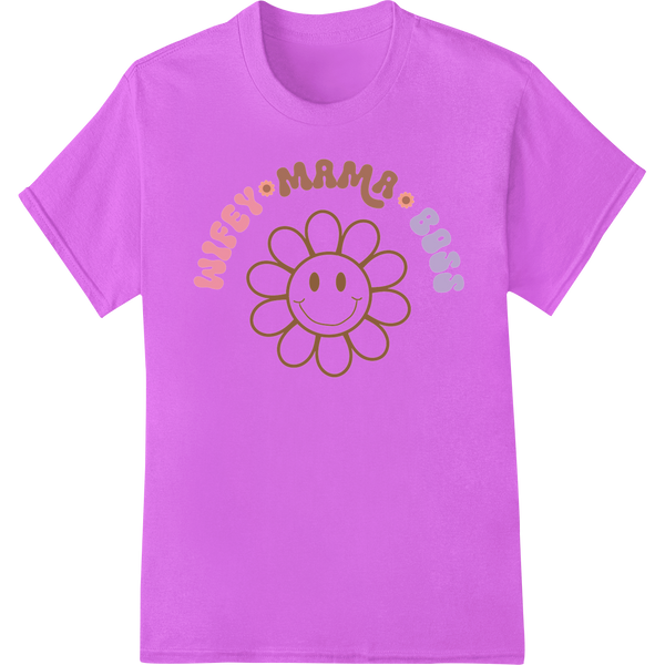 Adorable 'Wubby Mama Boss' Flower Mother's Day Heat Transfer on purple shirt - SUPERDTF-DTF Prints-DTF Transfers-Custom DTF Prints