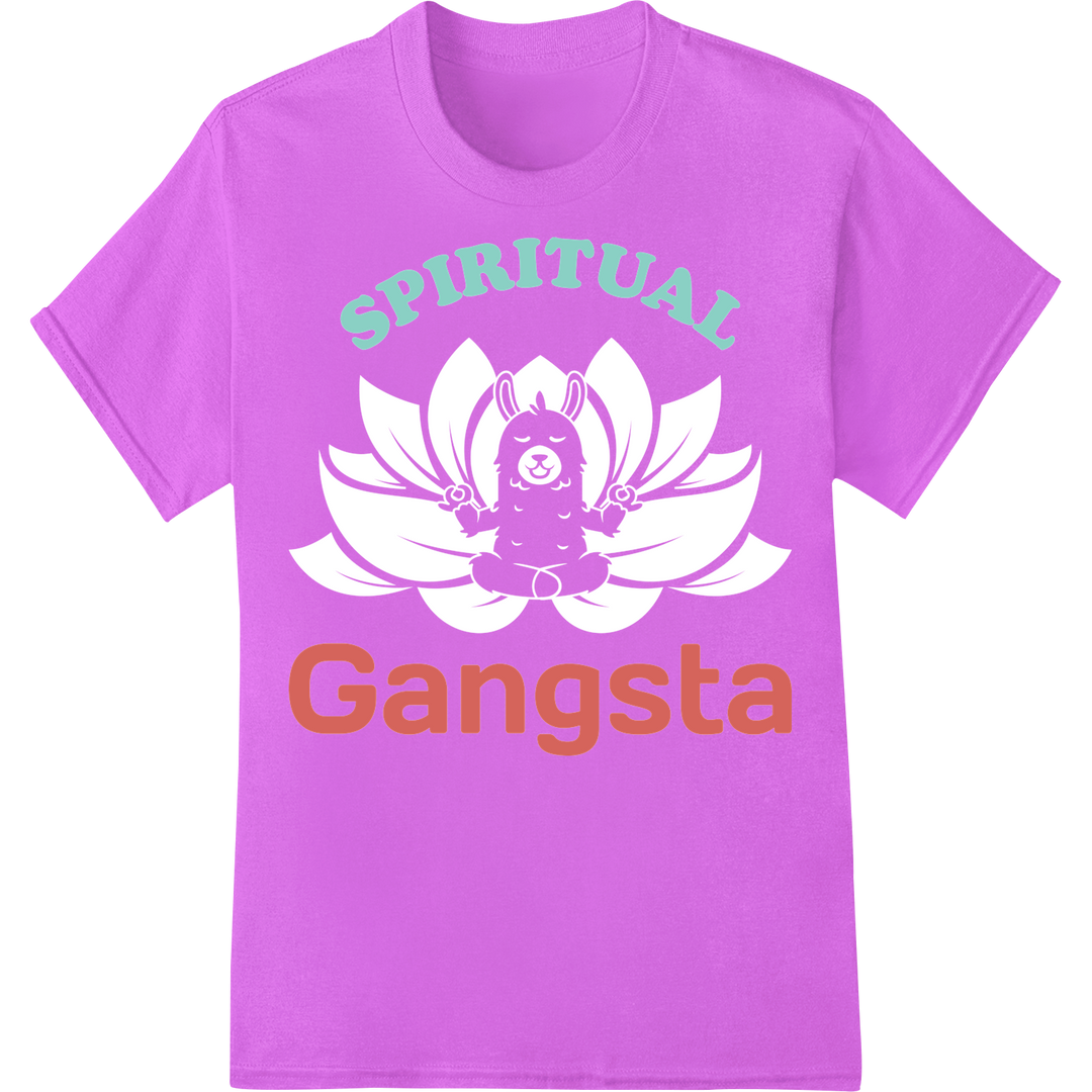 Express Your Inner Spiritual Gangsta with DTF Yoga Prints on purple shirt - SUPERDTF-DTF Prints-DTF Transfers-Custom DTF Prints