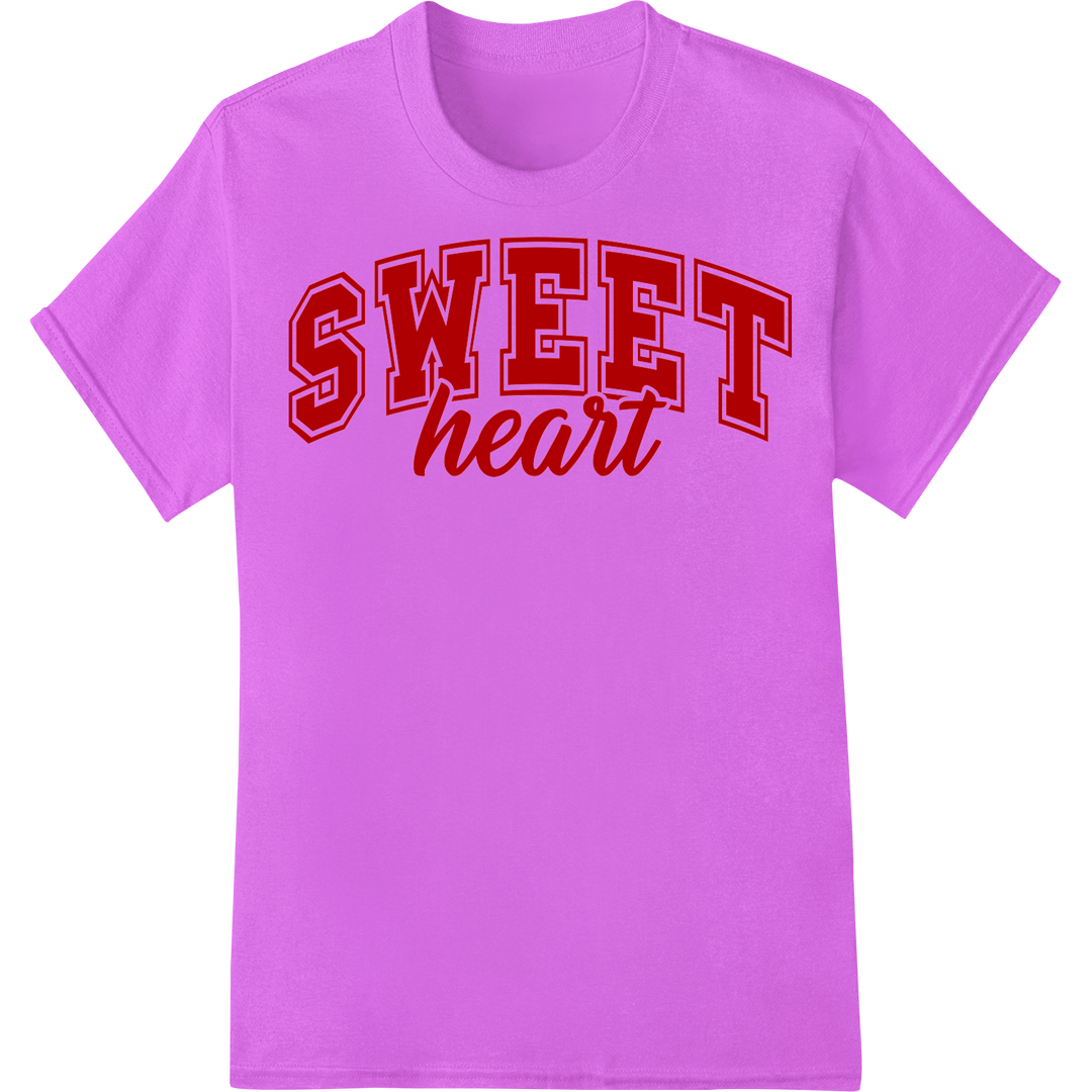 Sweet Heart: Bold Valentine's Day DTF Heat Transfer Print on purple shirt - SUPERDTF-DTF Prints-DTF Transfers-Custom DTF Prints