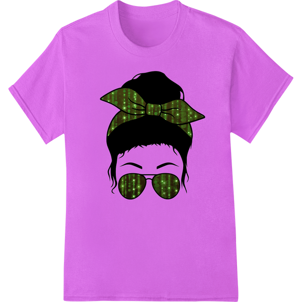 Matrix-Inspired St. Patrick's Day Sunglasses with Bow on purple shirt - SUPERDTF-DTF Prints-DTF Transfers-Custom DTF Prints