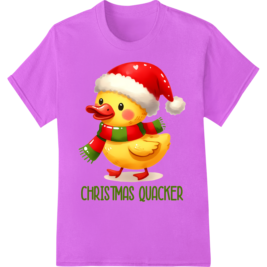 Quack Up Your Christmas Style with This Cute Duck Print on purple shirt - SUPERDTF-DTF Prints-DTF Transfers-Custom DTF Prints