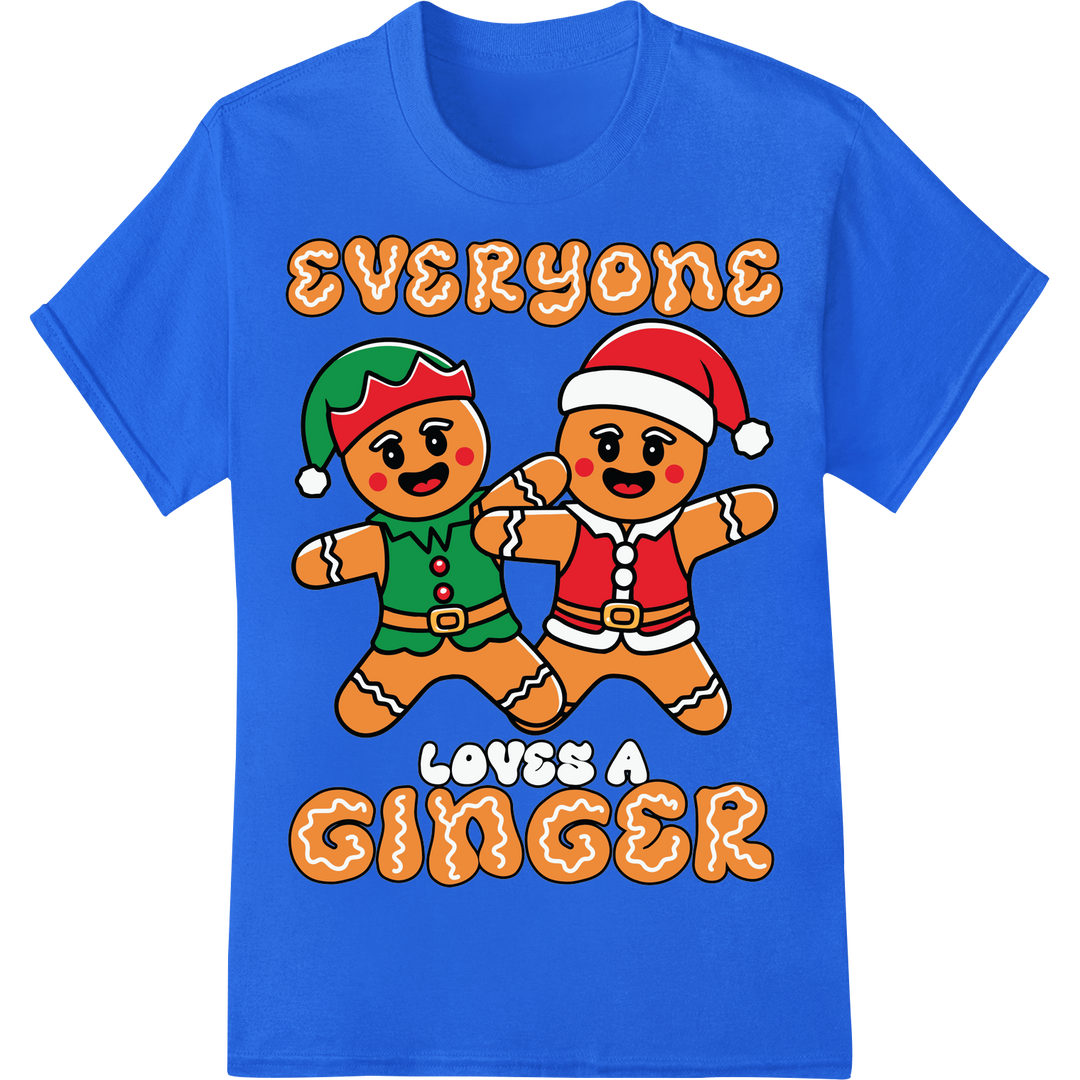 Adorable 'Everyone Loves a Ginger' Christmas Baking Print on blue shirt - SUPERDTF-DTF Prints-DTF Transfers-Custom DTF Prints