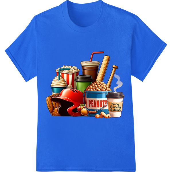 Ballpark Snacks DTF Print - Peanuts, Hot Dogs & More on blue shirt - SUPERDTF-DTF Prints-DTF Transfers-Custom DTF Prints