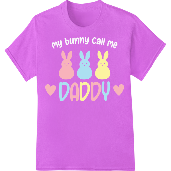 Adorable Easter Bunny 'DADDY' DTF Heat Transfer Design on purple shirt - SUPERDTF-DTF Prints-DTF Transfers-Custom DTF Prints