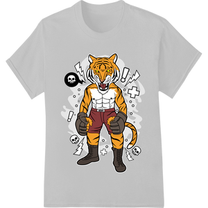 Cutting-edge vibrant DTF prints featured on Fierce Cartoon Tiger Boxer - Hardcore Animal Heat Transfer