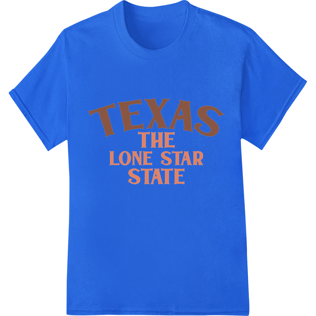 Vintage Texas Pride DTF Print | Lone Star State Typography on blue shirt - SUPERDTF-DTF Prints-DTF Transfers-Custom DTF Prints