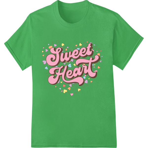 Adorable "Sweet Heart" Valentine's DTF Print Transfer on green shirt - SUPERDTF-DTF Prints-DTF Transfers-Custom DTF Prints