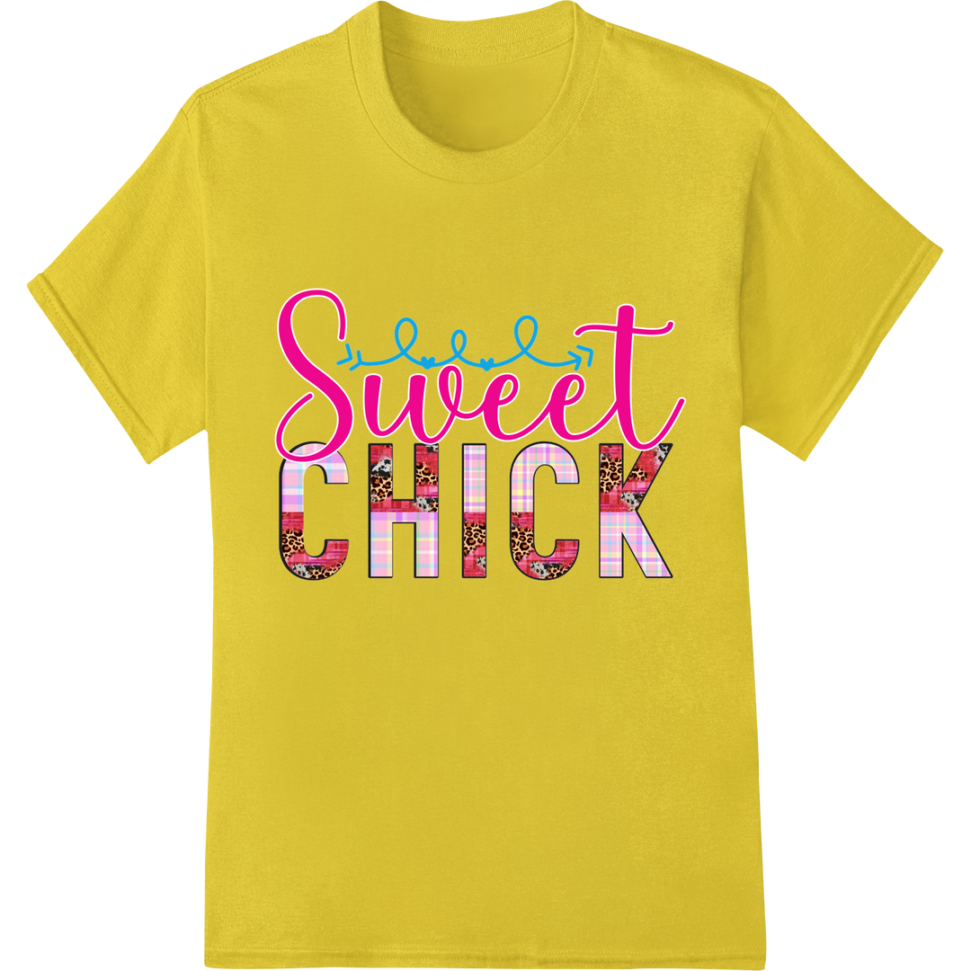 Adorable 'Sweet CHICK' Easter Heat Transfer Design on yellow shirt - SUPERDTF-DTF Prints-DTF Transfers-Custom DTF Prints